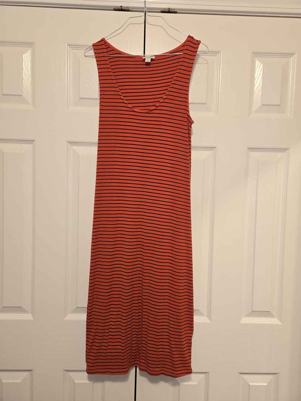 Sleeveless Red & Navy Striped Tank Dress